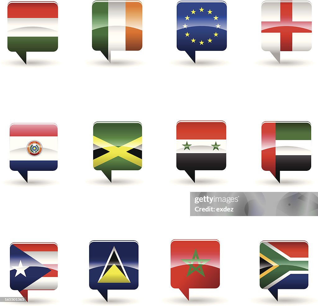 National flag collection of 12 countries