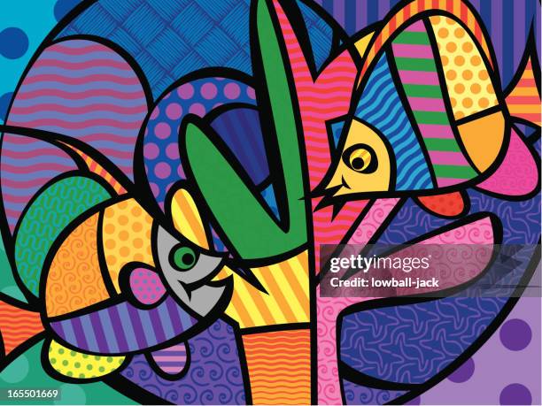 two pop fish - angelfish stock illustrations