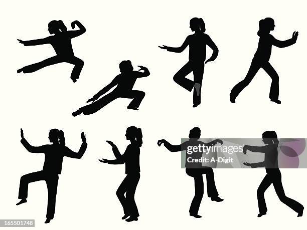 bildbanksillustrationer, clip art samt tecknat material och ikoner med more tai chi vector silhouette - taijiquan