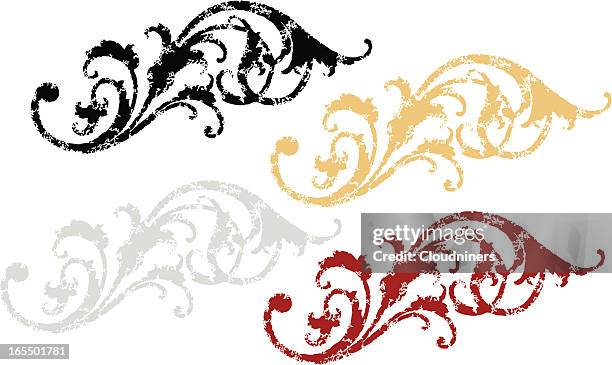 distressed victorian scrolls - leaf pattern background stock illustrations