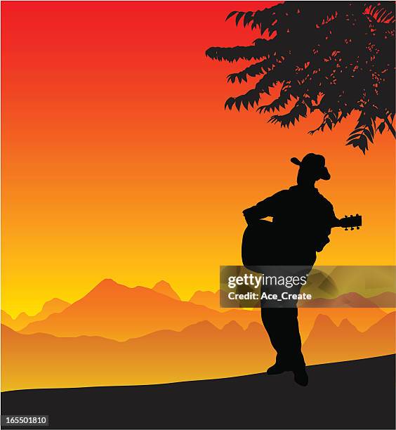 playing music under a tropical palm tree - red string stock illustrations