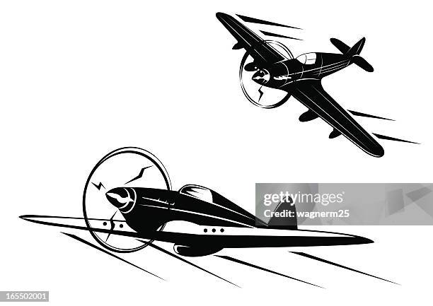 bildbanksillustrationer, clip art samt tecknat material och ikoner med classic planes - two views - andra världskriget