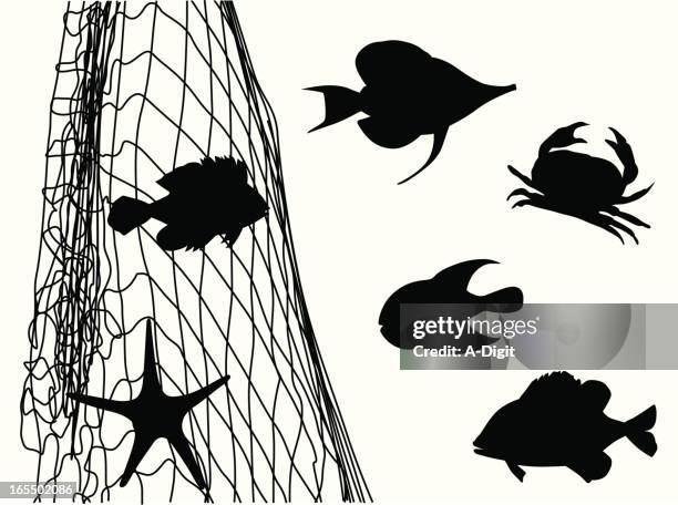 illustrations, cliparts, dessins animés et icônes de bas résille'mcritters - filet de pêche industrielle