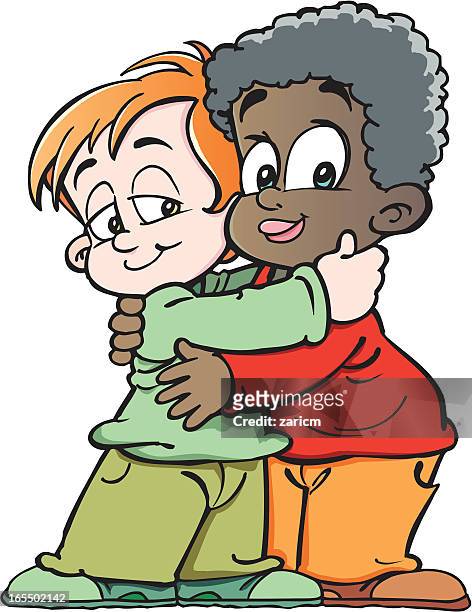 Color Cartoon Drawing Of Two Children Hugging One Another High-Res Vector  Graphic - Getty Images
