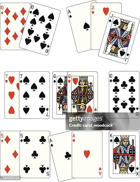 poker einem und zwei paar spielkarten - spielkarte bube stock-grafiken, -clipart, -cartoons und -symbole