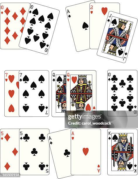 poker one and two pairs playing cards - the queens club 幅插畫檔、美工圖案、卡通及圖標