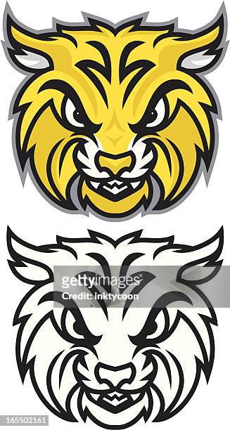 bobcat head - wildcat mascot stock illustrations