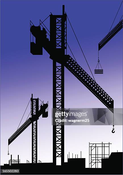 cranes at work - holding elevator stock illustrations