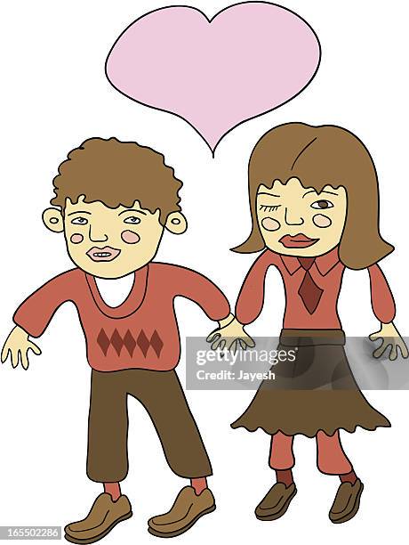 couple in love - blind date stock illustrations