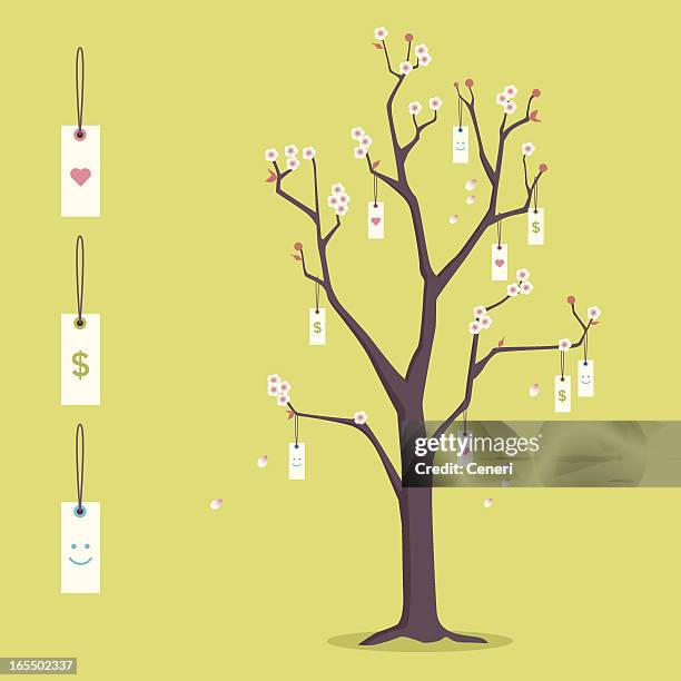 wish tree - budding tree stock illustrations