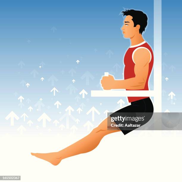 abs workout - man studio background stock illustrations