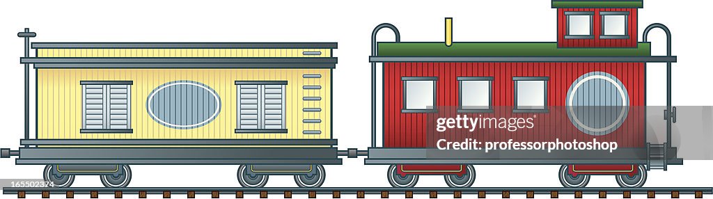 Railroad Boxcar and Caboose