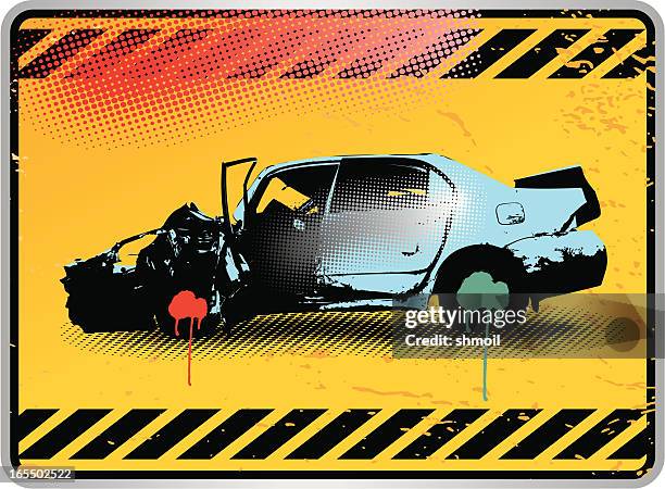 blue unfall dem auto. verkehrszeichen. - auto silber stock-grafiken, -clipart, -cartoons und -symbole