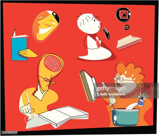 people reading - reading glasses vector stock illustrations