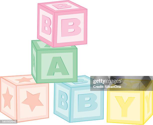 baby blocks - pink color block stock illustrations