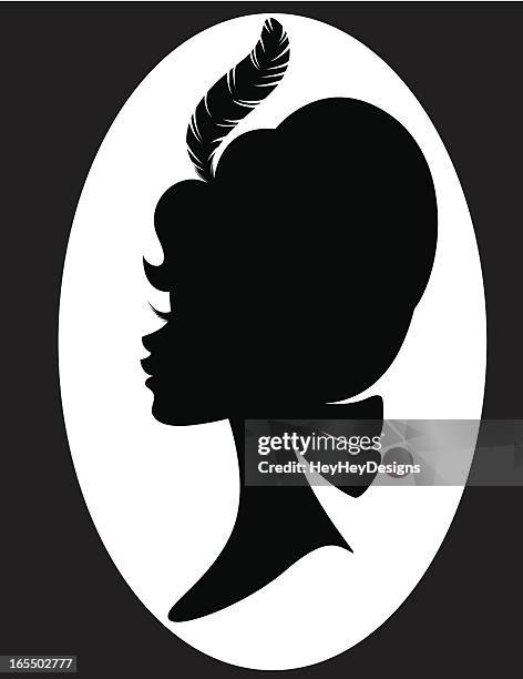 victorian woman's silhouette - wedding lashes stock illustrations