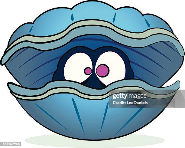 clam cartoon - giant clam stock illustrations