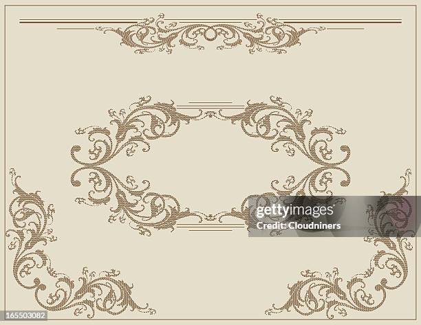 dotted victorian scroll set - victorian pattern stock illustrations