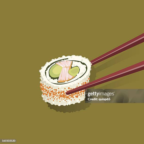 california roll - futomaki stock illustrations