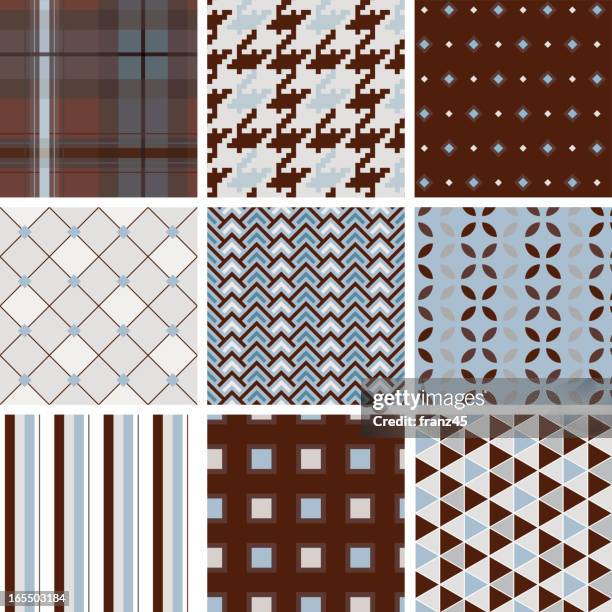 ilustraciones, imágenes clip art, dibujos animados e iconos de stock de tejido sin costuras de patrón de papel tapiz en marrón - pata de gallo