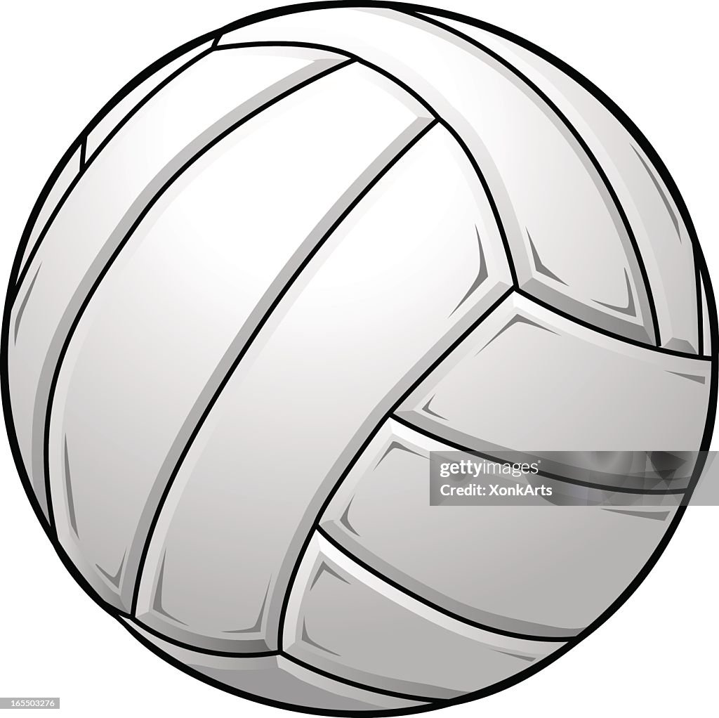 A graphic of a white volleyball