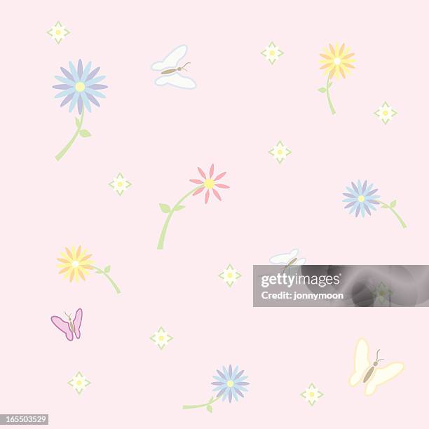 baby girl background of flowers and butterflies - baby background stock illustrations