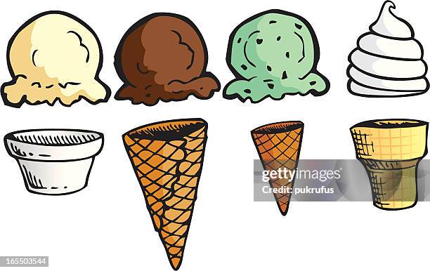 ice cream and cones - ice cream cone stock illustrations