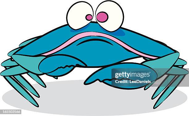 blue crab cartoon - blue crabs stock illustrations