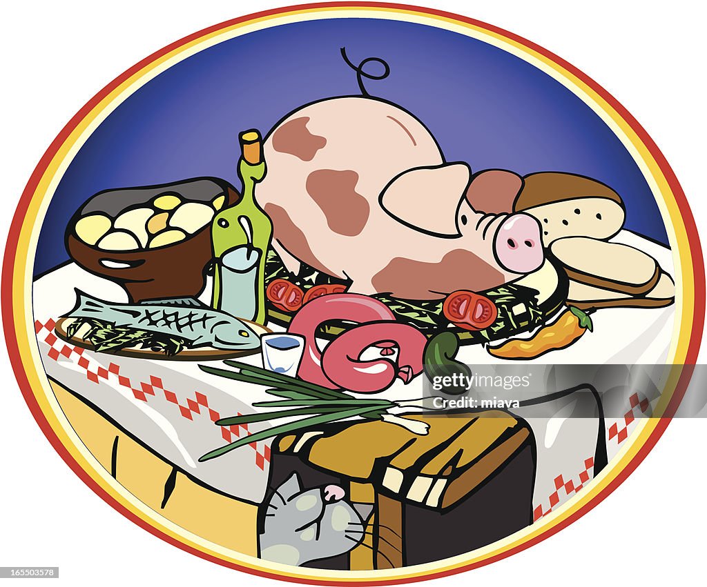 Cochon sur une table
