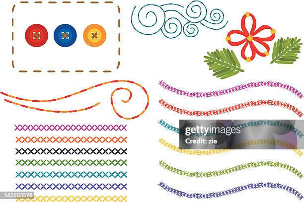 illustrazioni stock, clip art, cartoni animati e icone di tendenza di punti di sutura - cucitura