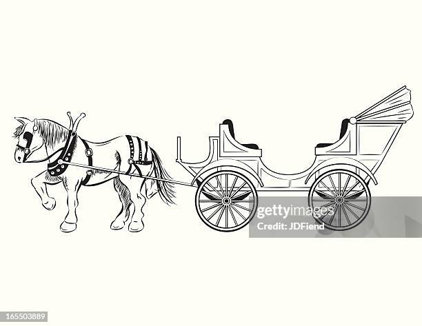 horse drawn carriage - clydesdale horse stock-grafiken, -clipart, -cartoons und -symbole