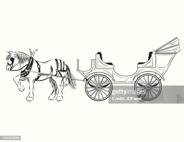illustrations, cliparts, dessins animés et icônes de calèche - voiture attelée