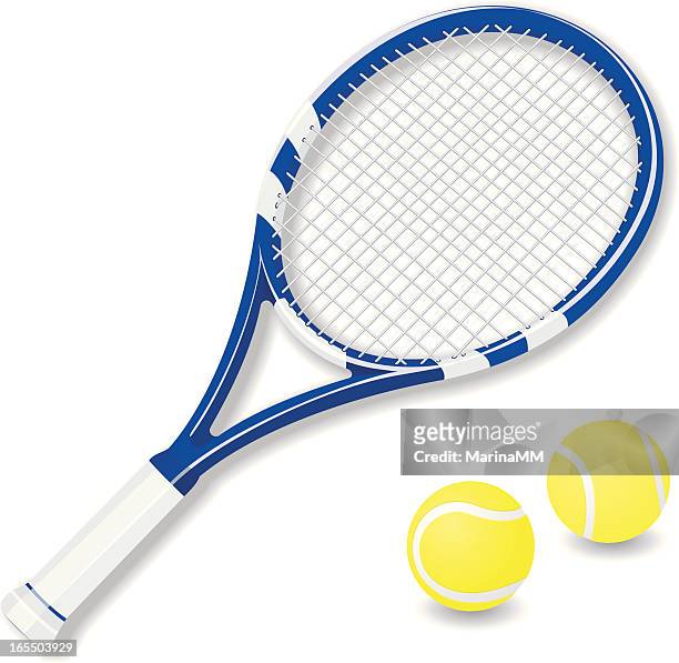 vector tennis racket and balls - tennis racquet 幅插畫檔、美工圖案、卡通及圖標