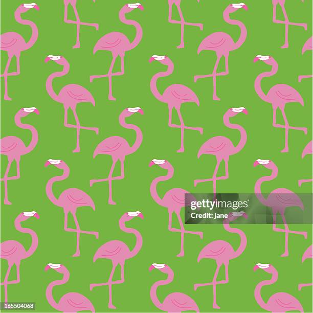 seamless flamingos - flamingo pattern stock illustrations