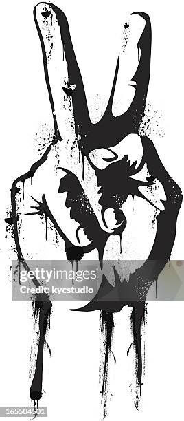 ilustraciones, imágenes clip art, dibujos animados e iconos de stock de señal de mano la paz - graffiti peace sign