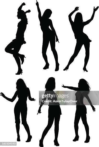 dancing girls - dance music stock illustrations