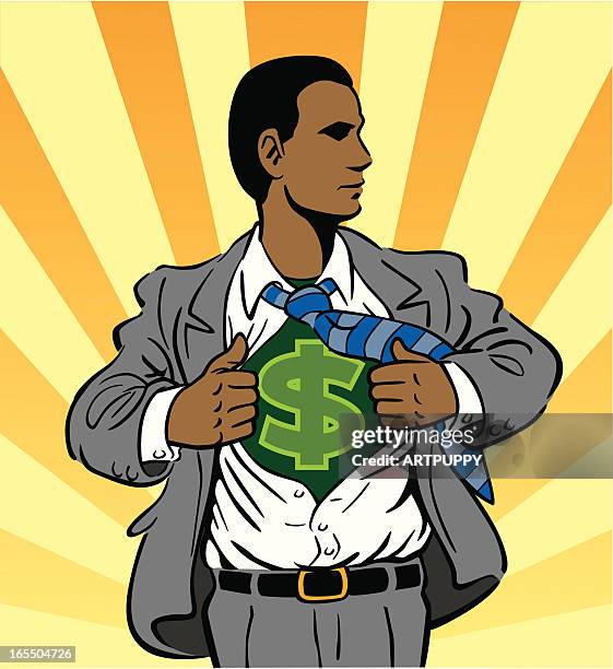 ilustraciones, imágenes clip art, dibujos animados e iconos de stock de hombre de negocios americano africano super - hombre lagrimas