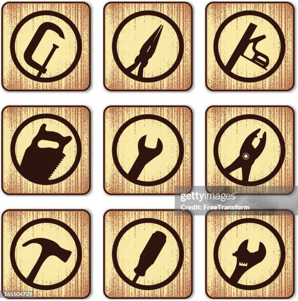 tool icon set - socket wrench stock illustrations