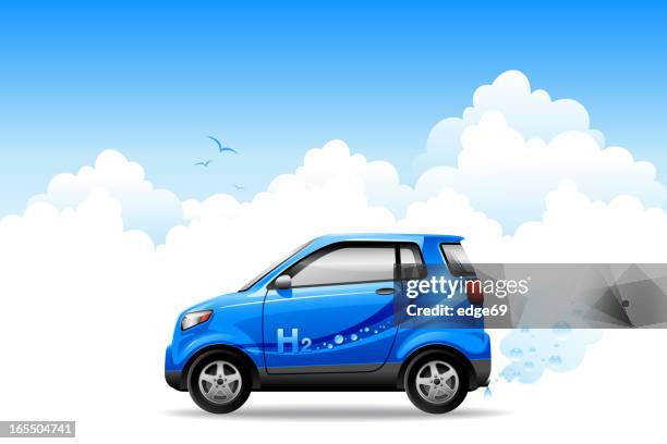 hydrogen car - compact car stock illustrations
