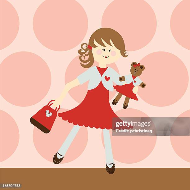 girl and matching bear - child copying stock illustrations