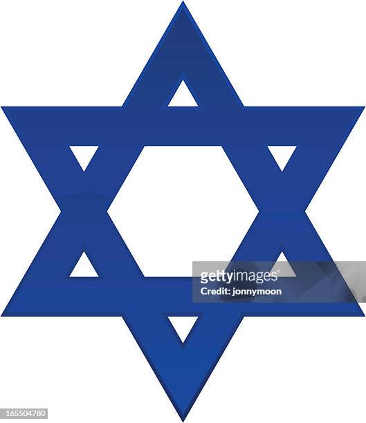 a plain blue star of david with a white background  - star of david stock illustrations