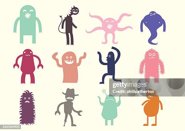 cute monsters set 1 - genie stock illustrations
