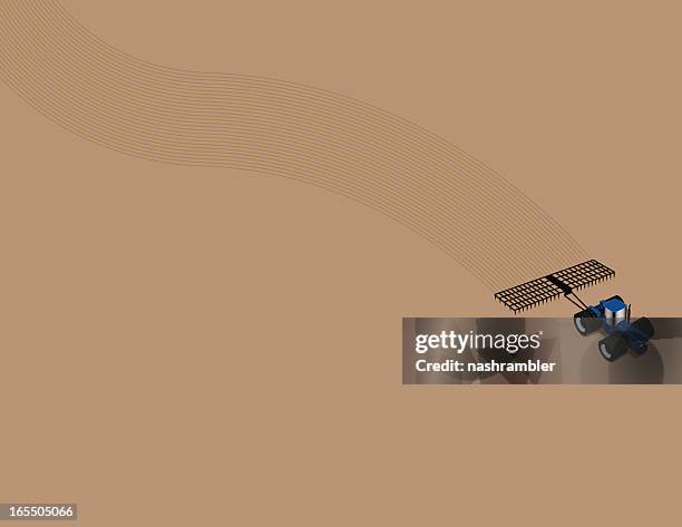 blue tractor - tractor field stock illustrations