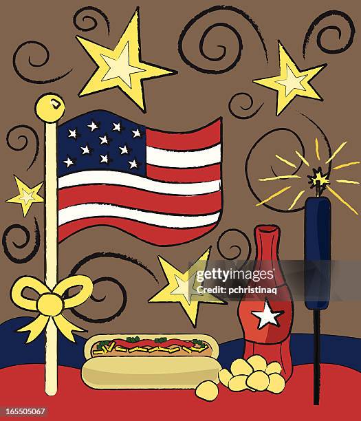 patriotic scene - exploding coke bottle stock illustrations