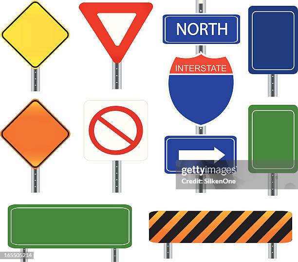 road signs - men at work sign stock illustrations