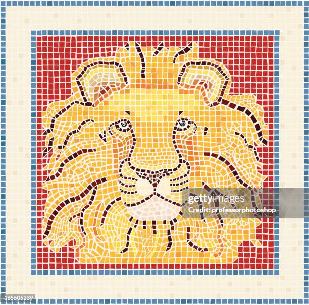 mosaic lion - grout stock illustrations