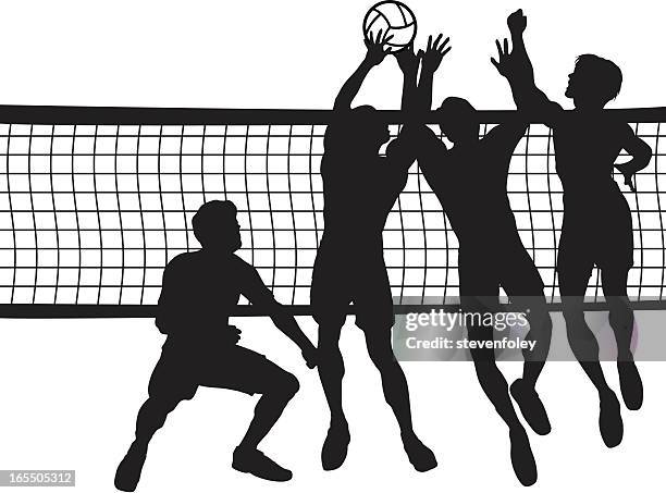 volleyball-männer - hallenvolleyball stock-grafiken, -clipart, -cartoons und -symbole