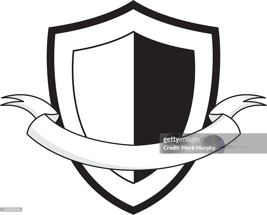 Shield Ribbon Scroll Heraldic Shield With Scroll Banner High-Res Vector Graphic - Getty Images