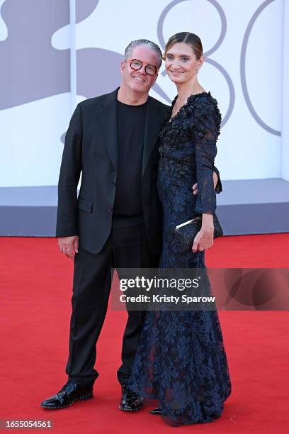 Ernst Knam and Alessandra Mion attend a red carpet for the movie "Maestro" at the 80th Venice International Film Festival on September 02, 2023 in...