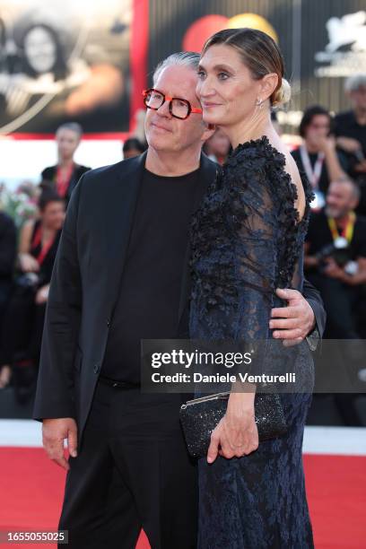 Ernst Knam and Alessandra Mion attend a red carpet for the movie "Maestro" at the 80th Venice International Film Festival on September 02, 2023 in...